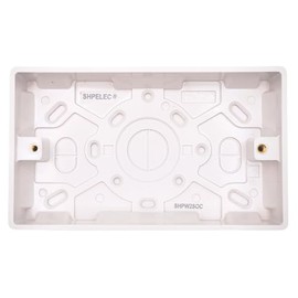 SHPELEC ® Premium Curved Edge White Electrical Sockets Range - Convenient and Versatile Power Solution (2 Gang Pattress Box, 1 Pack)