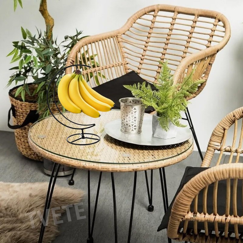 TVETE Banana Holder Hanging Banana Rack Iron with Hook Moon
