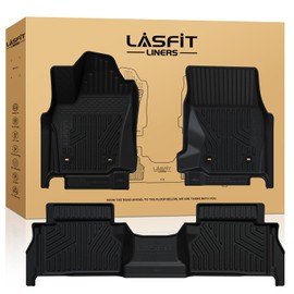 LASFIT Floor Mats for Toyota Tacoma 2024 2025 Double Cab (Only Fit Hybrid) All Weather Floor Liner for Tacoma TPE Custom Fit Car Mats Front&Rear 2 Row Mats,Black (Automatic Transmission)