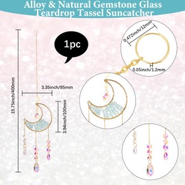 Beebeecraft Kristallmond Sonnenfänger Legierung Und Natürliche Edelsteinsplitter Hängender Mondfänger Mit Glasprismen Für Fenster Kristalldekor Zuhause Innenbereich Zum Gestalten von Regenbögen