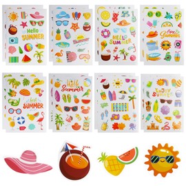 Seaside Stickers, 16 Sheets Holiday Scrapbook Stickers Summer Sticker Travel Sticker for Scrapbooking Summer Kids Children's Reward Set Summer Beach Party Gift for Toddlers Kids
