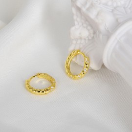 SILBERTALE 925 Sterling Silver Dainty Gold Plated Hoop Earrings Cubic Zirconia Huggie Hinged Hoop Earring for Women, Cubic Zirconia