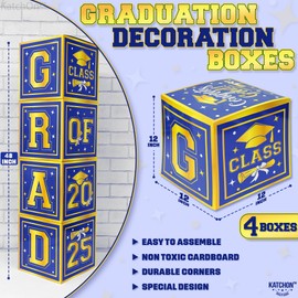 Blue and Gold Grad Of Decoration Box with Flags