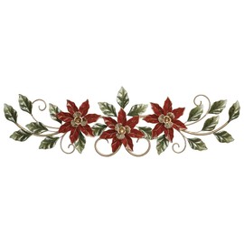 Touch of Class Red Poinsettia Holiday Wall Topper (R) Exclusive Christmas Decor | Handpainted and Hand-Finished Metal Art | Festive Wall Accent For Above Your Doorway, Wall Art, Window, or Photograph