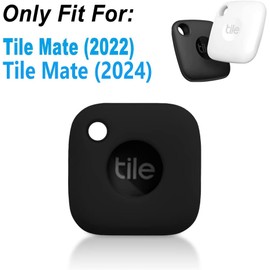 Geiomoo Silicone Case for Tile Mate 2024, Tile Mate 2022 Tracker, Soft Flexible Scratch Resistant Cover with Carabiner (Black)