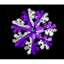 Simply Products Foil Garland Snowflake Star - Christmas Hanging Decoration Wall Ceiling Xmas Deco (Dark Purple & Silver)