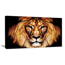 Designart PT2437-60-28 Hear Him Roar-Animal Canvas Art, 28'' x 60'' x 2''