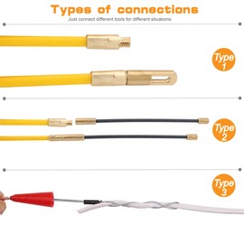 Taxutor 49 Feet Fiberglass Fish Tape Wire Puller Through Wall Wire Threader Fish Plus Fish Cable Fastener