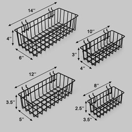 Daanxw Pegboard Baskets,Pegboard Accessories,Can be Used to Store Items That Are Not Easy to Hang on a Pegboard (4pcs) (Black Light-Duty)