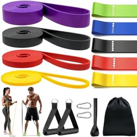 MOWE Liga de Resistencia para Ejercicio : con 2 Asas, Anclaje para Puerta, Gancho y Bolsa, Bandas de Resistencia para Ejercicio de Látex Natural para 
