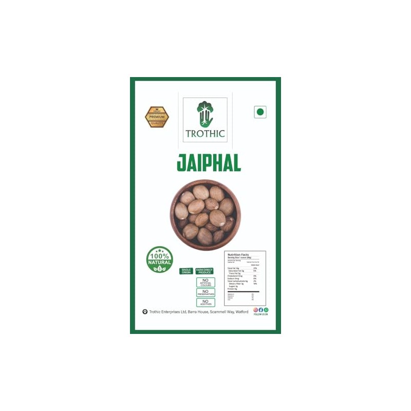 Trothic Spices Whole Nutmeg,Sabut Jaiphal (50Gm)