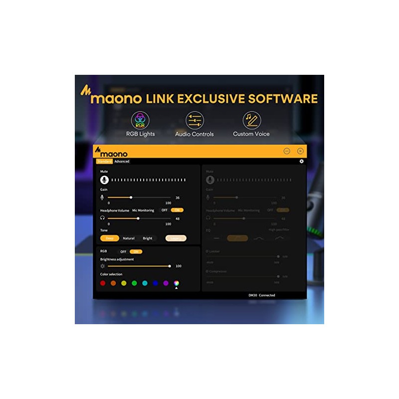 MAONO Micrófono USB para juegos para PC, micrófono condensador programable