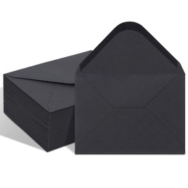 100 Pack Black 4x6 Envelopes, Contour Flap A4 Envelopes for Engagement Invites, Weddings Invitation, announcements, Baby shower, Perfect for RSVP Card 120gsm, 4.5 x 6.4 Inches - 100% Recycled