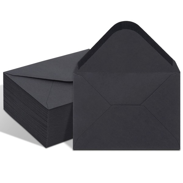 100 Pack Black 4x6 Envelopes, Contour Flap A4 Envelopes for