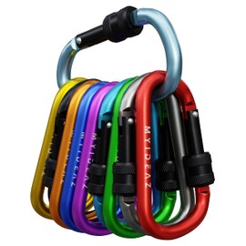 MyIdeaz Carabiner with spring-loaded gate, D shape carabiner set, 80 mm large snap hook made of high-quality premium aluminium for camping, hiking, 8cm