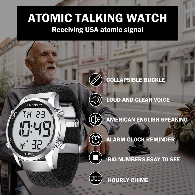 Hearkent Atomic Digital Talking Watch for Elderly Receives US Signals