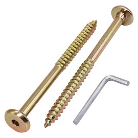 SKIR'CO (Pack of 6) Yellow Zinc Plated Wood Joining Screws 6.5 x 90mm Furniture Connecting Screws Flat Head