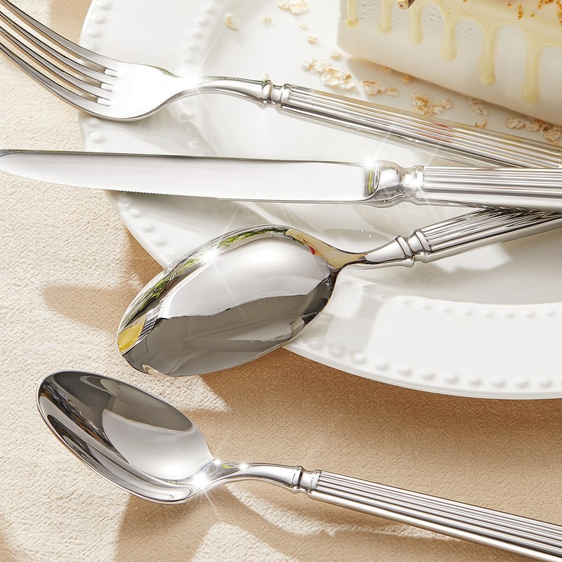 KINGSTONE Silverware Set, 5-Piece 18/10 Stainless Steel Flatware Set -