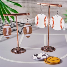 Beadthoven DIY 4 Pairs Sports Ball Earrings Making Starter Kit Football Rugby Baseball Basketball Charms Pendants with Earring Hooks Jump Rings Cute Dangle Earrings Supplies for Jewelry Making Crafts