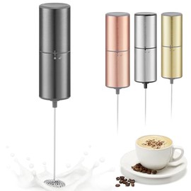 ELMWAY Powerful Electric Milk Frother, Battery Operated Drink Blender, Foam Maker Mixer, Milk Frother Handled for Coffee, Latte, Matcha, Protein Powder(Gunmetal without Stand)