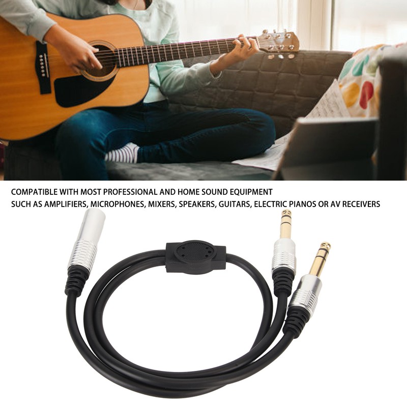6.35mm Splitter Y Cable Mono Female to Dual Male 1/4
