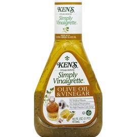KENS STEAK HOUSE SIMPLY VINAIGRETTE OLIVE OIL & VINEGAR SALAD DRESSING PLASTIC BOTTLE 16 OZ