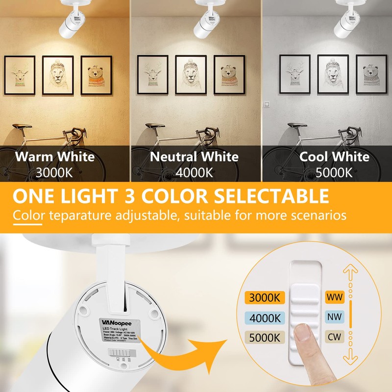 VANoopee 3-Color Zoomable LED Ceiling Spotlight Flush Mount Adjustable Spotlight