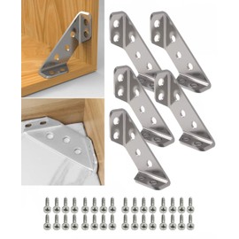 Universal Furniture Corner Connector, Universal Stainless Steel Furniture Corner Connector, Furniture Triangle Support Frame, Metal Angle Brackets for Wood Furniture Corner Connector (5Pcs)