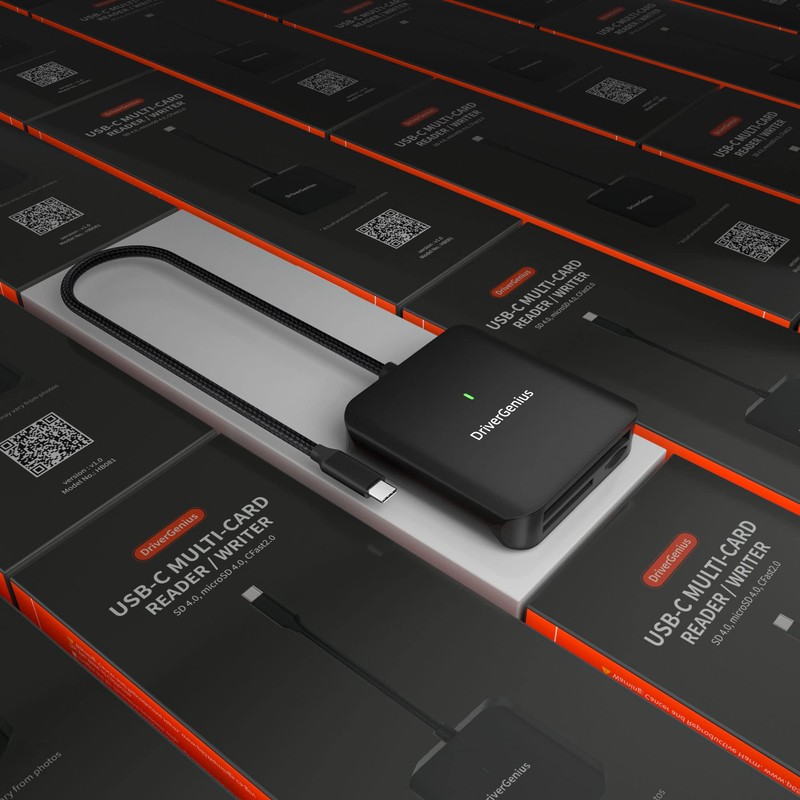 DriverGenius USB Type-C Connection CFAST2.0 & UHS-II SD4.0 Card Reader