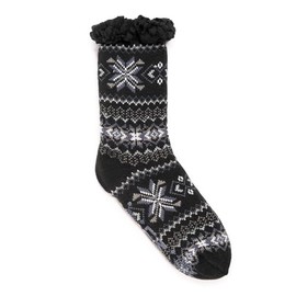 MUK LUKS Men's Cabin Sox Slipper, Ebony Twilight, Small-Medium