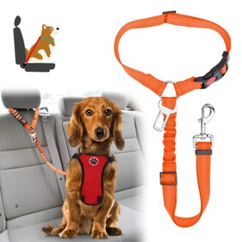 Dog Seat Belt, Pet Seat Belt, Car Dedicated Lead, Driving Seat Belt, Passenger Seat, Prevents Popping Out, Stretchable, Adjustable Length, Dog Leash