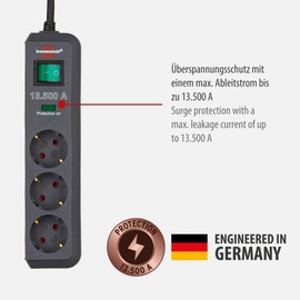 Brennenstuhl 1158810315 3AC outlet(s) 1.5m Anthracite power extension 1158810315, 1.5 m, 3 AC outlet(s), Anthracite