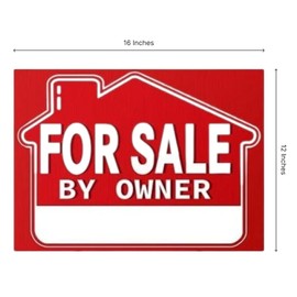 5 Pack 12x16 For Sale By Owner Yard Plastic Sign - Yard Double Sided Signs with Metal H Stakes - Sign for Real Estate Agent Realtor Supplies Real Estate Signs - House For Sale for Home Owners