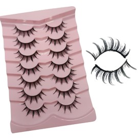 Manga Lashes Natural Look False Eyelashes Anime Lashes Mink Wispy Fluffy Spiky 3D Volume Eyelashes Pack Korean Japanese Asian Cosplay Fake Eyelashes Look Like Individual Cluster 7 Pairs by YILATAO