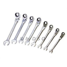 toolzone SP128 Flex Head Combination Ratchet Spanner Set - Silver (8-Piece)