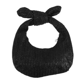 NOLITOY Black Bow Straw Clutch Purse Lightweight Handwoven Dumpling Bag Breathable Natural Straw Handbag for Summer Beach Vacation and Casual