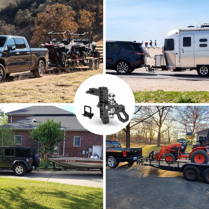 AUH Adjustable Trailer Hitch 8" Drop 2" Receiver Alloy Steel