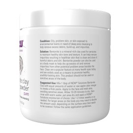 NOW Solutions, Bentonite Clay Powder, Pure Powder for Face and Body, Great for Oily Problem Skin, 11-Ounce