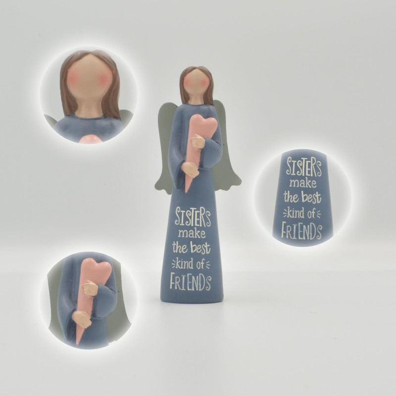 Blossom Bucket Sisters Love' Angel W/Heart Home Decoration