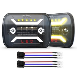 FMYCZCXF 2025 New 200W 1Pair 5x7 LED Headlamps 7x6 Headlights Hi/Low Sealed Beam Compatible with H6054 W-rangler YJ XJ Truck