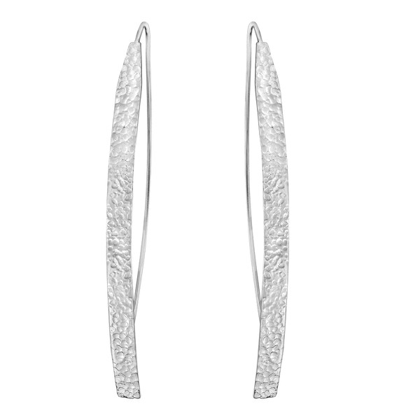 AeraVida Trendy Texture Long Curved Lines .925 Sterling Silver Slide-Through
