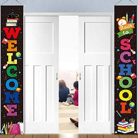 Back to School Banner Welcome Banner for First Day of School Hanging Fabric Banners Flags Sign Backdrop Décor Supplies for Pre-School Primary High School Classroom Decorations