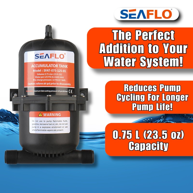 SEAFLO Accumulator Tank Water Pump Flow Control with Internal Bladder