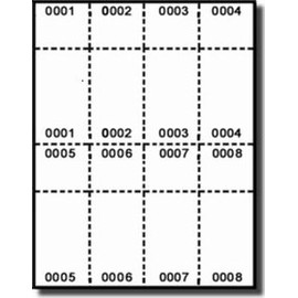 2,000 Label Outfitters® Pre Numbered White Laser and Inkjet Raffle Tickets with Numbered Stub, 250 Sheets, 8 Tickets per Sheet