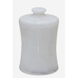 Decorative White Marble Canister, Stone Container Jar with Lid - 5 Inch Tall