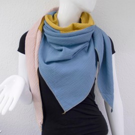 Glamexx24 XXL Women's Scarf, Many Colours, Unisex, Triangular Shape, Extra Large Summer Scarf, Autumn Scarf, Thin Scarf, Soft, Many Colour Combinations, Lightweight Scarf, Yellow/pink/light blue