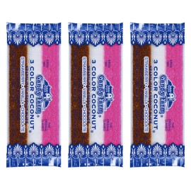 Candy Farm Bars NEAPOLITAN COCONUT SLICES 3 Color Candy "Bacon" 3 Pack