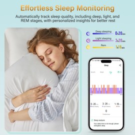 Weylmd Smart Fitness Tracker Ring with Heart Rate Monitoring, Sleep Analysis, Blood Oxygen Tracking, Activity Monitoring, & Remote Camera Control - Waterproof Design, No Subscription Required (8#)