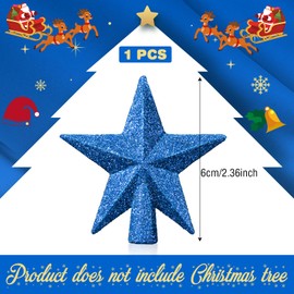 Mini Christmas Tree Topper Small Star Tree Topper Christmas Star Treetop for Small Christmas Ornaments Decorative Tree Star for Xmas Christmas Party(2.36 Inch,Glitter Blue)
