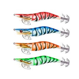 Squid Bait, Squid Bait, 4 Pieces, Luminous Plastic Shrimp Bait, Squid Shrimp Jig Jigging Bait, Night Dawn Fishing, Shrimp Lure, Artificial Bait in Fluorescent Colours